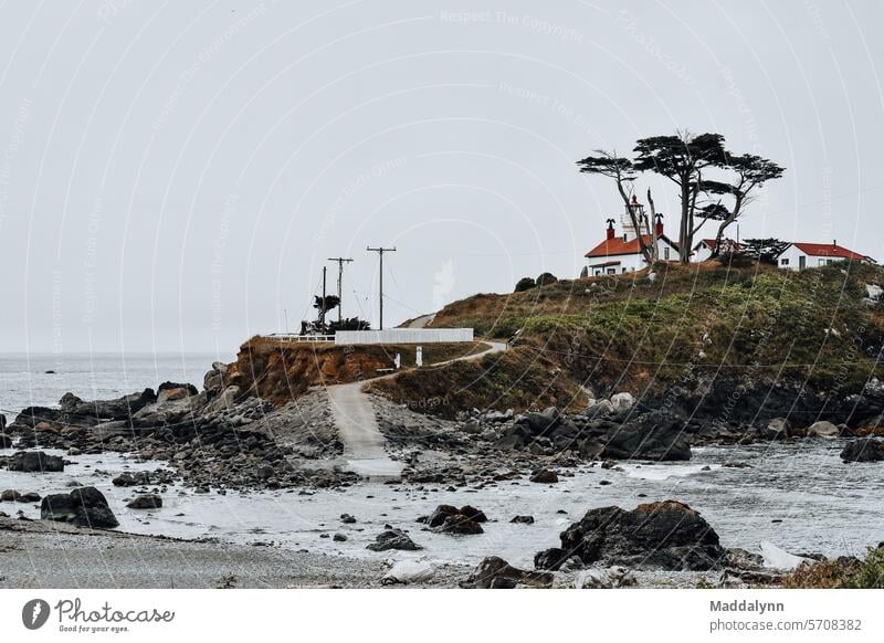 Leuchtturm Battery Point an der Küste von Nordkalifornien Wasser Meer Insel Kalifornien Himmel Landschaft Felsen Ferien & Urlaub & Reisen Natur erkunden