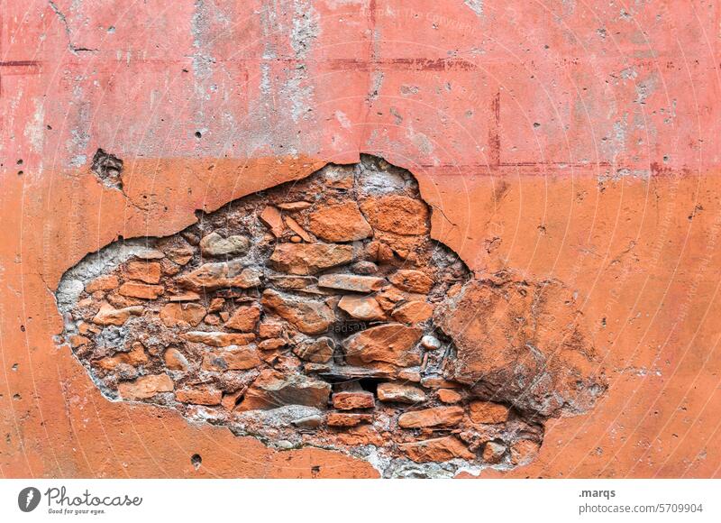 Aufriss Wandel & Veränderung Vergänglichkeit kaputt alt Mauer Hintergrundbild Zahn der Zeit baufällig Renovieren Verfall Putz Strukturen & Formen Muster bauen