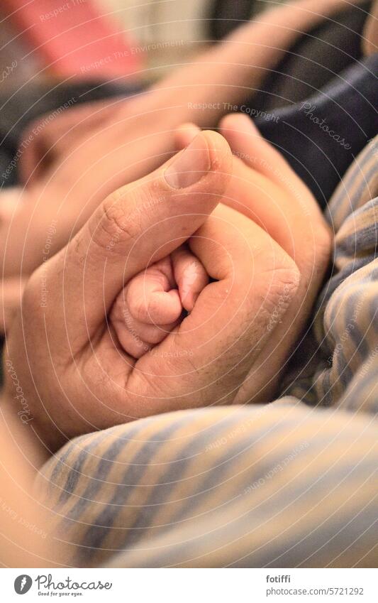 Sehr kleine Hand umschlossen von sehr großer Hand Baby Geborgenheit Geburtstag papa Eltern Glück Familie & Verwandtschaft Liebe Vertrauen Finger Schutz behütet