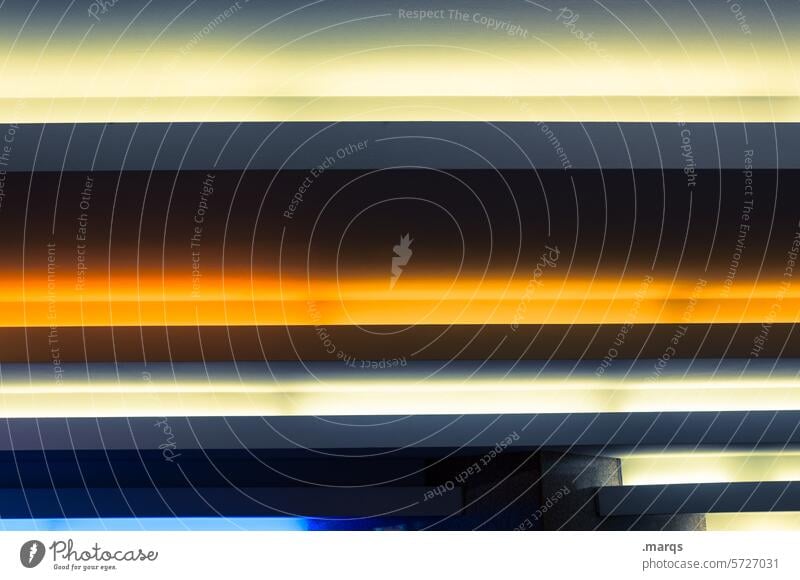 Nachtschicht Beleuchtung Kunstlicht Streifen Nahaufnahme schwarz gelb orange dunkel Grafik u. Illustration abstrakt Strukturen & Formen