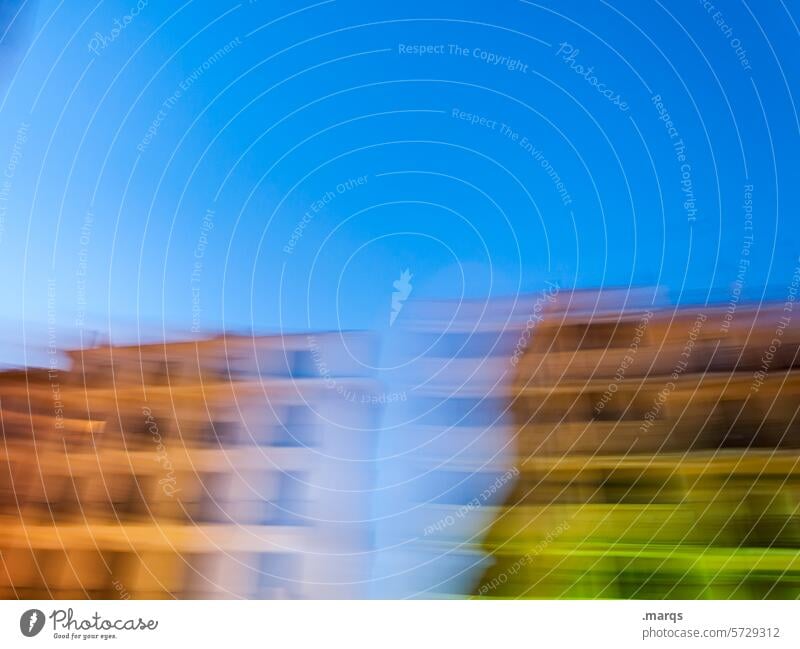 Husch Haus Schönes Wetter Bewegungsunschärfe Geschwindigkeit urban Abend Fassade Kunstlicht Himmel Dynamik