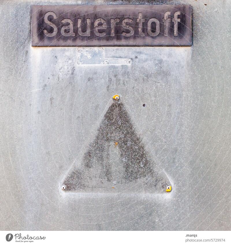 Sauerstoff Metalltür Chemie Gas Schriftzeichen Tür Luft Druckluft Warnschild Hinweisschild Schilder & Markierungen Zeichen Chemieindustrie Industrie