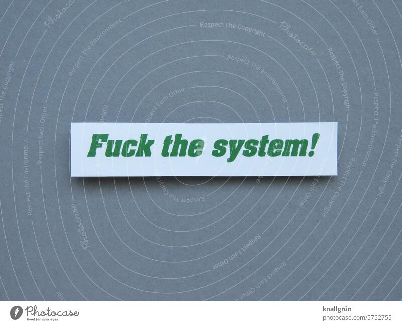 Fuck the System! unzufrieden Text Politik & Staat Gesellschaft (Soziologie) protestieren Unzufriedenheit Ungerechtigkeit Schriftzeichen Erwartung Gefühle