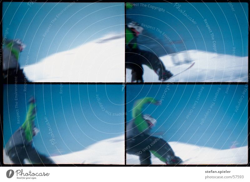 imma touch the sky Snowboard springen weiß Skipiste kalt Geschwindigkeit Snowboarder Trick Himmel Bewegung blau Schnee hoch Lomografie 4 Snowboarding
