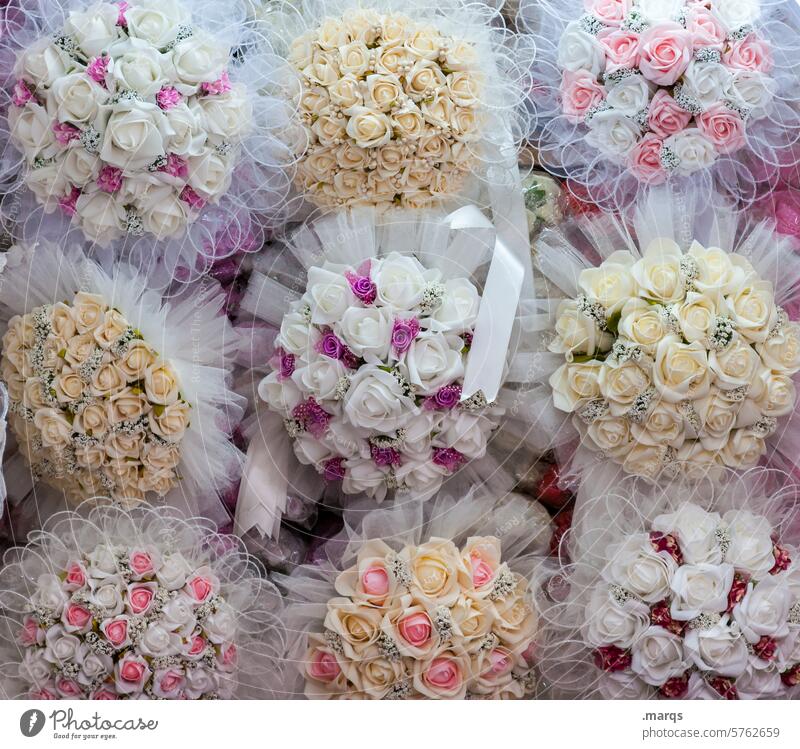 Massenhochzeit Liebe floristisch Romantik blumenbouquet Blumensträuße Strauß Blumen Feste & Feiern Hochzeit Dekoration & Verzierung gebunden rosa Brautstrauß