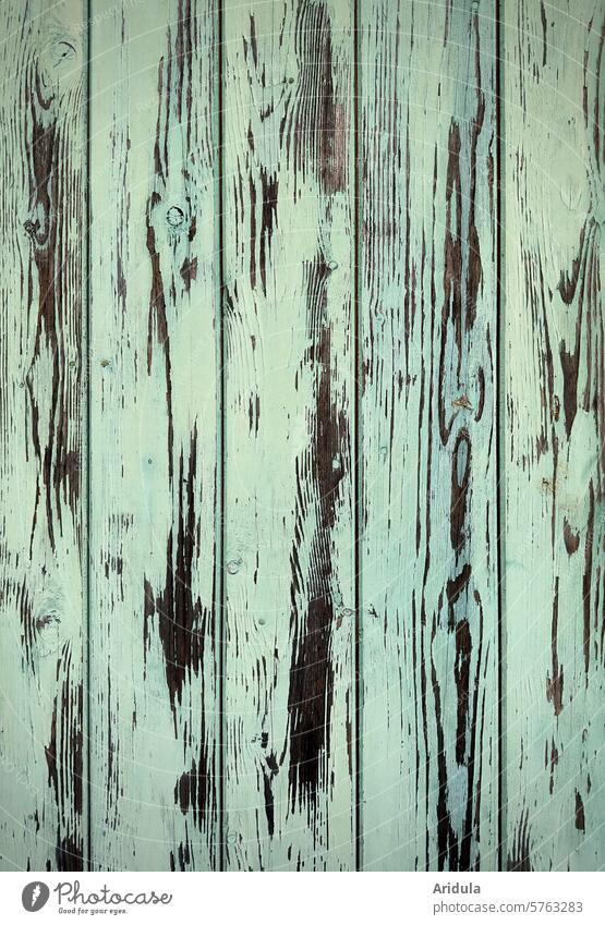 Verwitterte hellgrüne Bretterwand Wand Farbe Holz verwittert alt abblättern abgeblätterte Farbe Detailaufnahme Wandel & Veränderung Strukturen & Formen