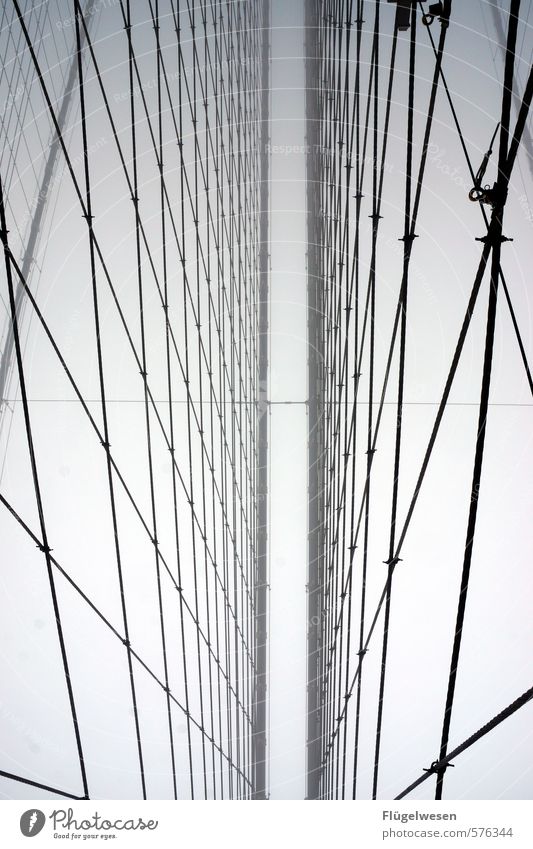 Brooklyn Bridge bei Nebel Ferien & Urlaub & Reisen Tourismus Ausflug Abenteuer Sightseeing Städtereise Umwelt Natur Winter Wetter Regen Gewitter Stadt