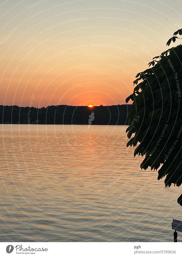 Goldene Stunde am Starnberger See Sonnenuntergang Biergarten Abendstimmung Sonne Wasser Berg Bayern Schloss Berg