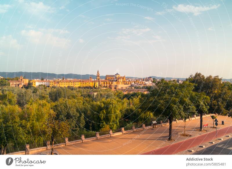 Blick auf die historische Skyline von Cordoba bei Sonnenuntergang Spanien Architektur golden Licht Stadtbild reisen Tourismus Ansicht malerisch Panorama