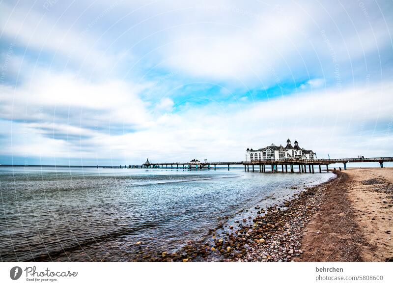 am meer Sehenswürdigkeit Schönes Wetter Seebrücke Ferien & Urlaub & Reisen Strand Meer Küste Wellen stille Ruhe Sellin Rügen weite Ostseeküste