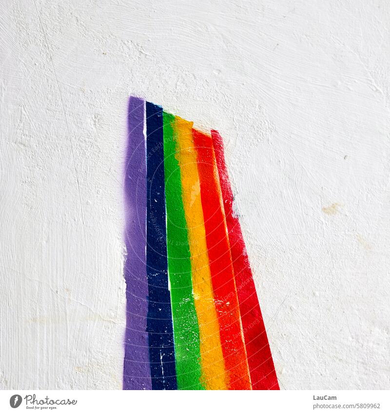 Regenbogen mit offenem Ende bunt regenbogenfarben mehrfarbig farbenfroh Toleranz Liebe Schatzsuche Vielfalt Gleichstellung Symbol Freiheit lgbtq queer