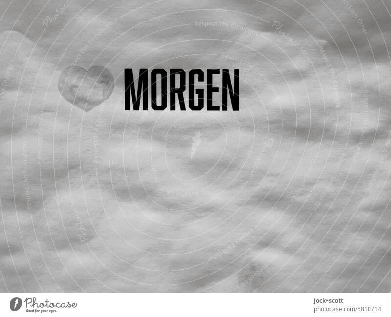 🤍 Morgen Herz (Symbol) Liebe Romantik Papier Oberflächenstruktur Hintergrund neutral Typographie Großbuchstabe Schriftzeichen Wort Textfreiraum Monochrom