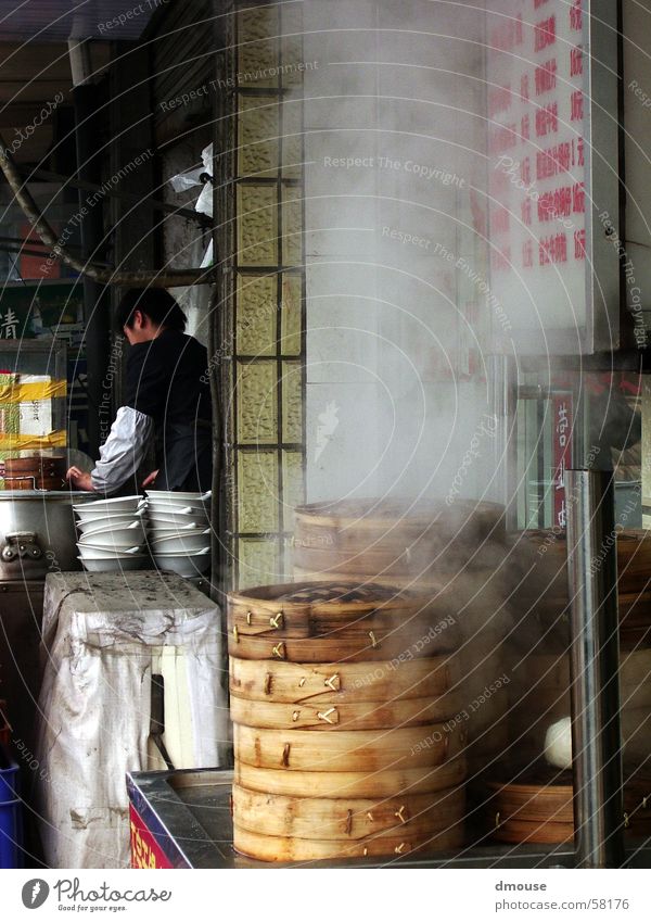 Baoziküche China Shanghai Bapao Küche Korb gedünstet Asien Fernost Strassenrestaurant Ernährung Wasserdampf Garküche Asiatische Küche