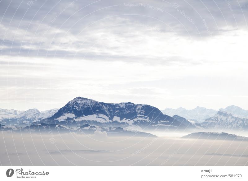 Rigi Umwelt Natur Landschaft Himmel Wolken Nebel Alpen Berge u. Gebirge Gipfel natürlich blau weiß Schweiz Farbfoto Außenaufnahme Menschenleer Textfreiraum oben