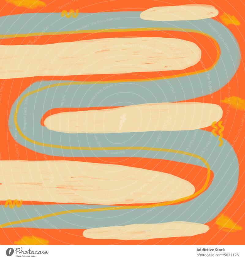Abstrakte kurvige Formen auf einem lebendigen Hintergrund abstrakt Kunst pulsierend kurvenreich Linien warm Farbe Palette texturiert orange kreativ Projekte