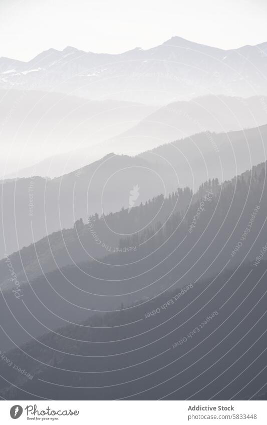 Neblige Berglandschaften im Valle de Liebana, Spanien Nebel Berge u. Gebirge mehrschichtig Gelassenheit Ansicht Kantabrien Natur Landschaft ruhig Dunst