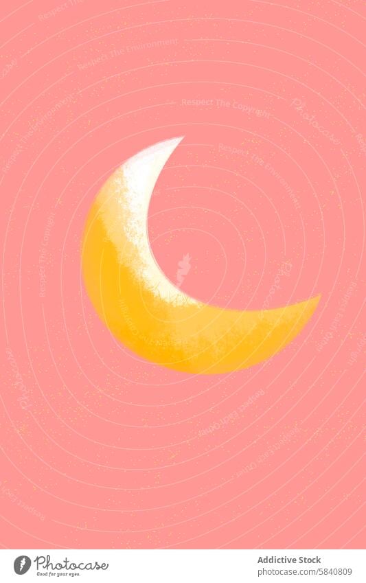 Goldene Mondsichel auf einem rosa strukturierten Hintergrund, Illustration halbmondförmig gold Grafik u. Illustration digital pulsierend Textur Stern bestäuben