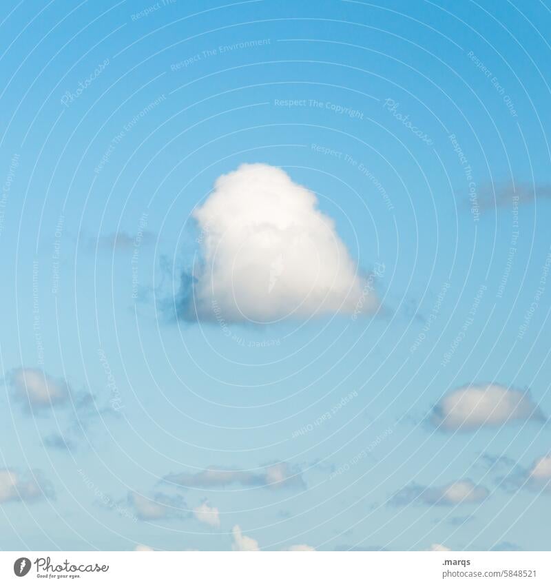 Wölkchen Wolken klein Leichtigkeit 1 Wetter Natur blau Frühling Sommer Schönes Wetter Blauer Himmel hellblau Luft minimalistisch Klarheit Freiheit cloud