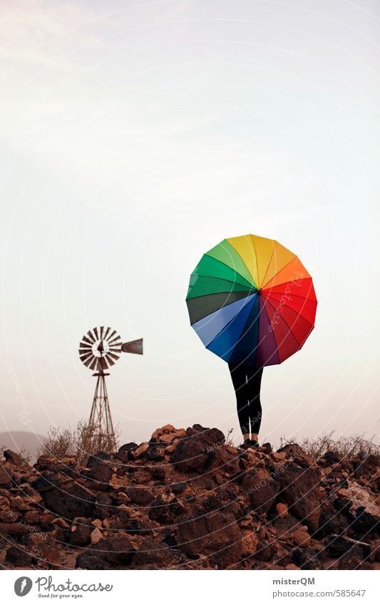 I.love.FV XL Kunst ästhetisch Zufriedenheit Regenschirm mehrfarbig Farbfleck regenbogenfarben Windmühle Spanien Idee Kreativität gestalten Kunstwerk Farbfoto