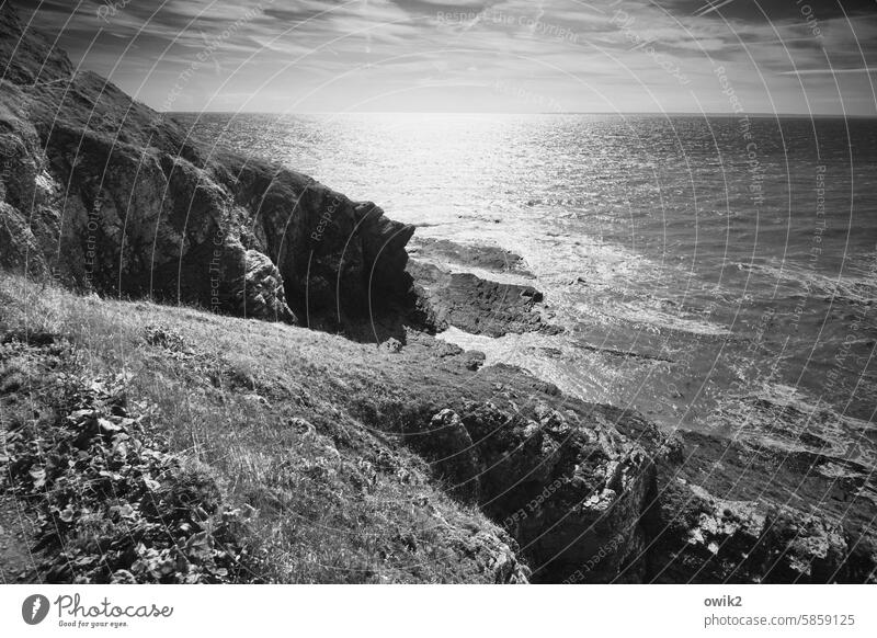 Normannenküste Normandie Horizont Landschaft Licht draußen malerisch Totale Urelemente Weite Idylle Halbinsel Cotentin Département Manche Frankreich friedlich