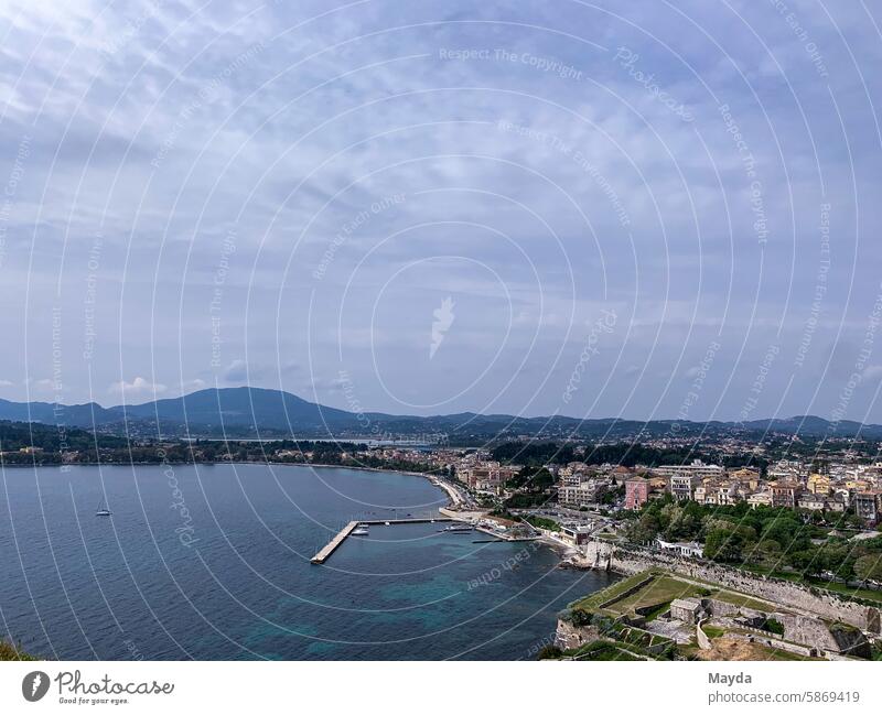 Blick aufs Meer Korfu Griechenland Paradies bildhintergrund Panorama (Aussicht) Frühling Wolken Horizont Wasser niemand dramatischer himmel horizontal Himmel