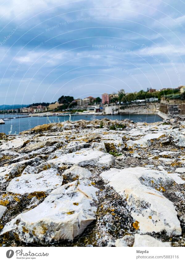 Blick aufs Meer Korfu Griechenland Landschaft Landschaftspanorama Strand Insel Natur Reise Panorama (Aussicht) Frühling Küstenlandschaft Urlaub Tourismus