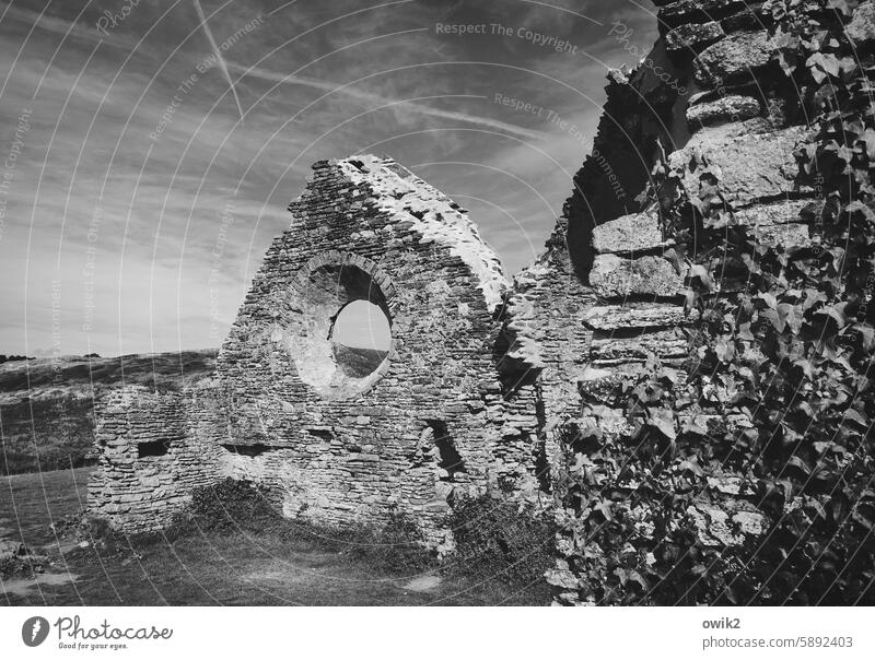 Aus alter Zeit Kirchenruine uralt mittelalterlich historisch Vergänglichkeit Architektur Fassade Gebäude Fenster Menschenleer Kirchenfenster Wand Bauwerk