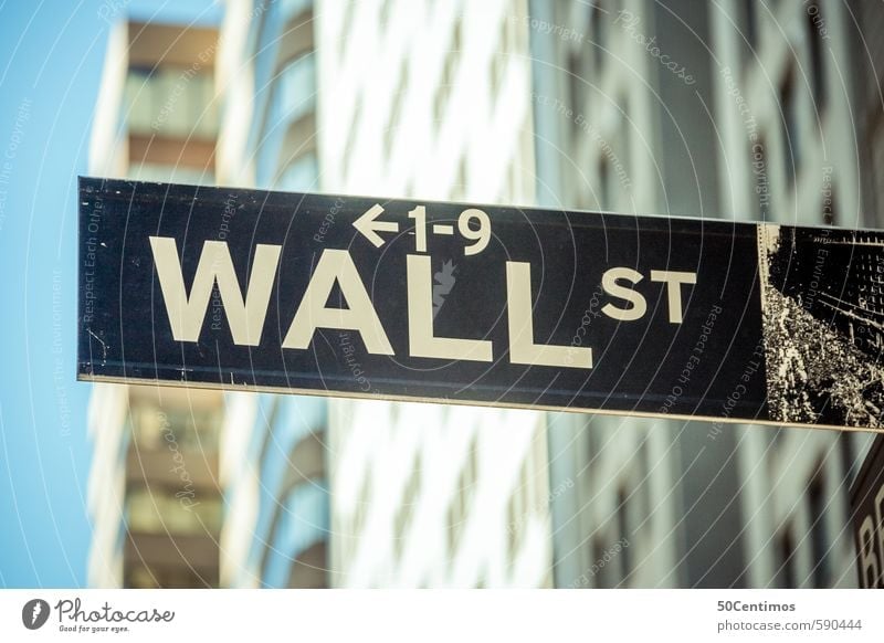 Wallstreet New York - die Börse Lifestyle kaufen Reichtum Geld Büroarbeit Wirtschaft Industrie Kapitalwirtschaft Geldinstitut New York City Zeichen