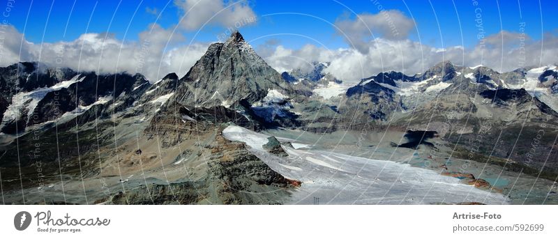 Matterhorn, Zermatt CH Umwelt Natur Landschaft Urelemente Luft Himmel Wolken Klima Klimawandel Schönes Wetter Schnee Felsen Alpen Berge u. Gebirge Gipfel