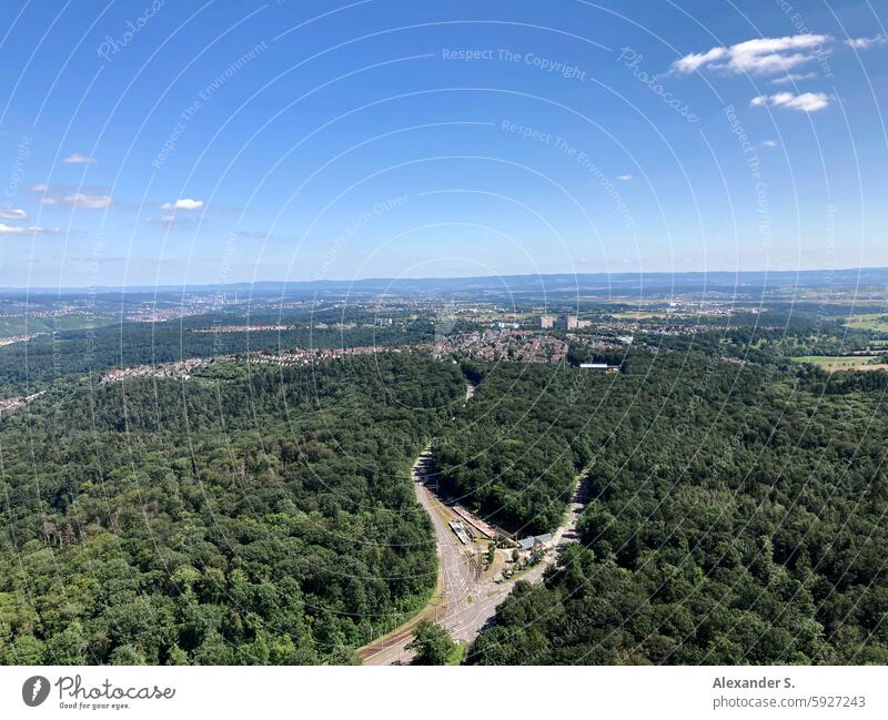 Stuttgart-Sillenbuch von oben, umgeben von Wald Aussicht Panorama (Aussicht) Landeshauptstadt Landschaft Waldgebiet Luftaufnahme Bäume Himmel Stadt Natur