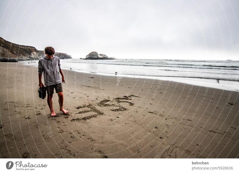 lasse was here Strand Landschaft Wellen Wasser Meer Küste USA Amerika Kalifornien Ferne Ferien & Urlaub & Reisen Kind Kindheit Sohn Zufriedenheit glücklich