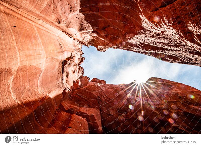 lückenhaft | spalte Sonnenstern Sonnenstrahlen Felsen Schlucht überwältigend Ferien & Urlaub & Reisen Ferne Natur Arizona Amerika USA fantastisch