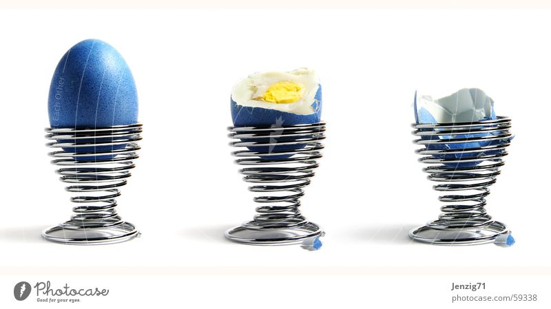 Das war's. Spirale Ostern Eierbecher Eierschale Suche Eigelb Cholesterin Game over Schalen & Schüsseln blau Farbe Ernährung Eiklar egg blue eastern