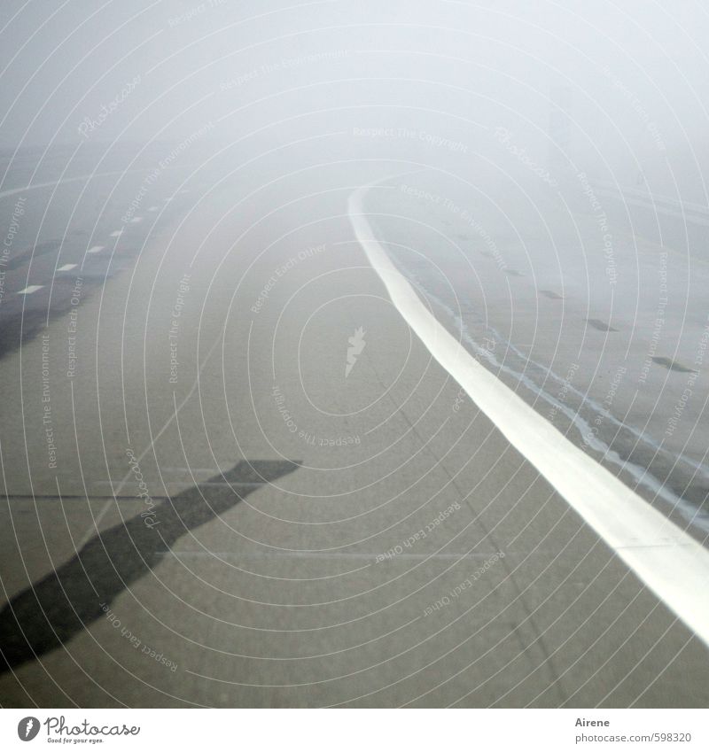 Erstes 2014 | No way! Wetter schlechtes Wetter Nebel Verkehrswege Autofahren Straße Autobahn Zeichen Schilder & Markierungen Verkehrszeichen Linie bedrohlich
