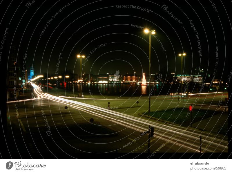 Hamburg Stadt Nacht Langzeitbelichtung Lampe Licht kreutzung PKW