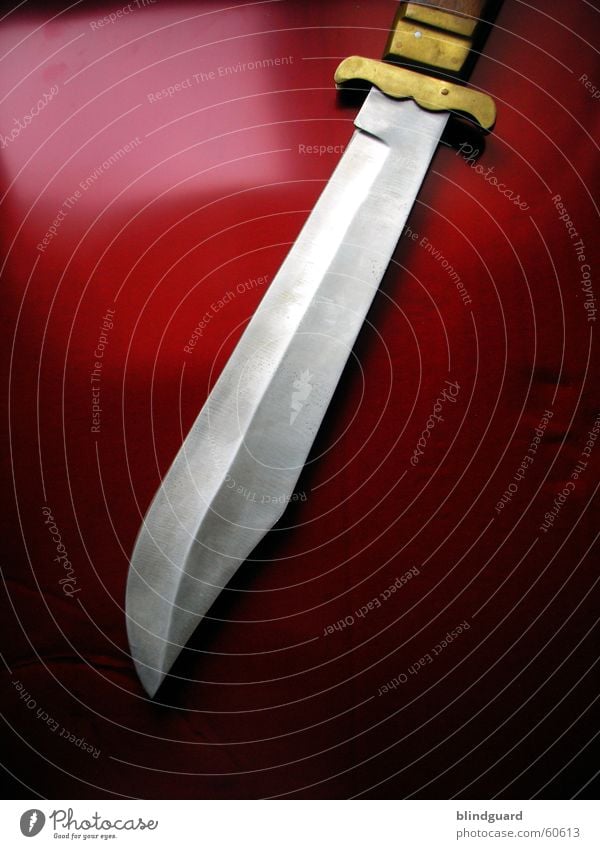 Rambo lässt Grüssen Machete rot Messing gefährlich Stahl Messer knife red schneide bedrohlich steel Klinge Scharfer Gegenstand