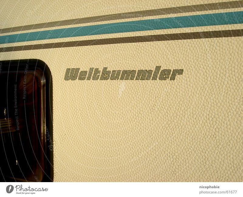 Weltbummler Wohnwagen Wohnmobil Camping braun Fenster Streifen gelb Muster Ferien & Urlaub & Reisen weltbummler window brown blue