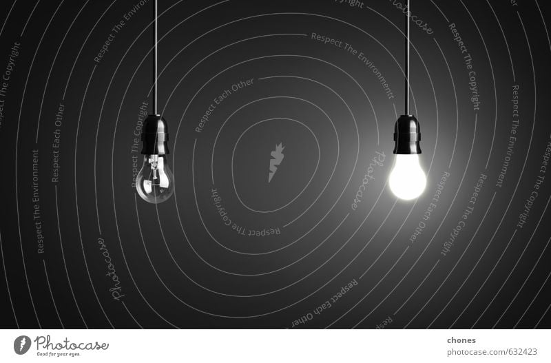 Glühbirnen auf schwarzem Hintergrund Design Lampe Technik & Technologie hell Energie Idee Kreativität Knolle Licht Entwurf Fotografie elektrisch Innovation