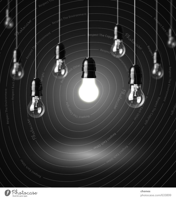 Glühbirnen auf schwarzem Hintergrund Design Lampe Technik & Technologie hell Energie Idee Kreativität Knolle Entwurf elektrisch Elektrizität Gerät Filamente