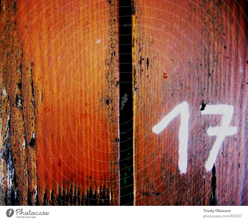 postcard no. 17 Holz Tisch Holztisch Oberfläche Ziffern & Zahlen braun weiß schwarz Holzbrett betrag Strukturen & Formen