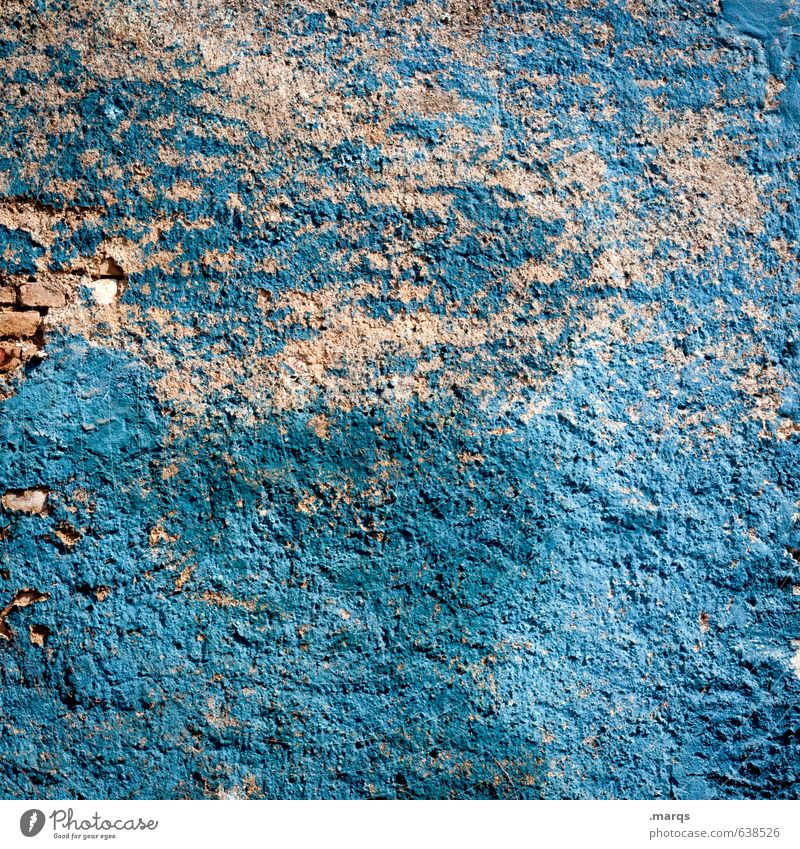Blaue Wand Stil Mauer alt kaputt blau Farbe Verfall Wandel & Veränderung Farbfoto Außenaufnahme Muster Strukturen & Formen Menschenleer Textfreiraum links