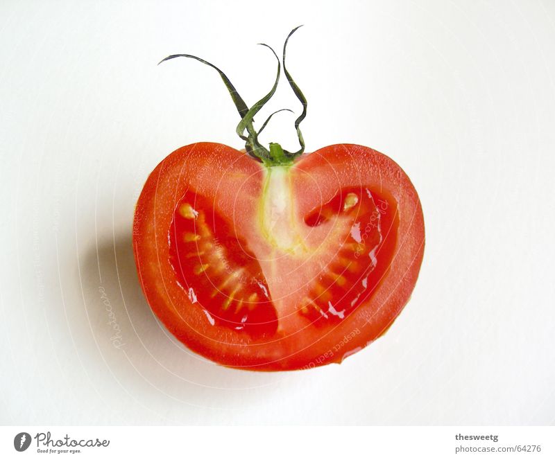 Tomato Ketchup aufgeschnitten Nachtschattengewächse Durchschnitt rot saftig Anatomie Fruchtfleisch Leben Tomate paradeiser Gemüse Liebesapfel Charakter