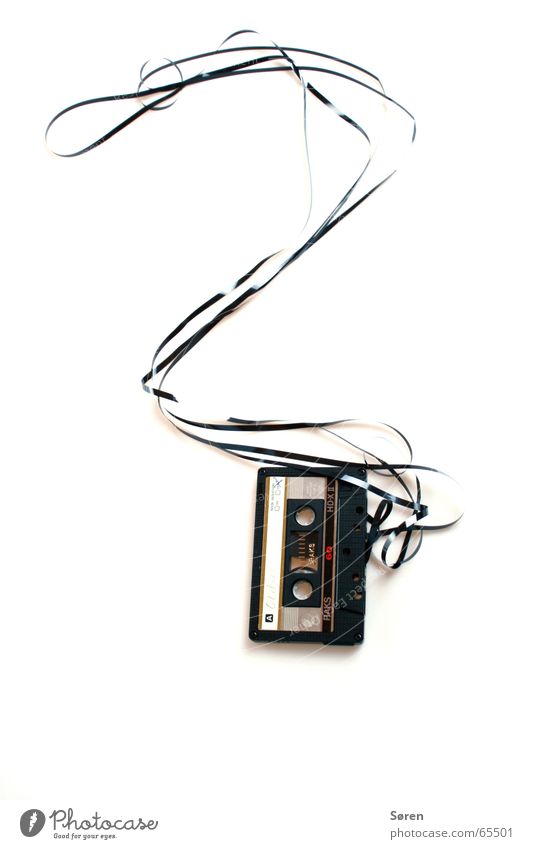 Fragezeichen Bandsalat Tonträger Magnet Musikkassette Hörspiel hören Symbole & Metaphern kasette casette 60min magnetband kasettenrekorder Ende Tod