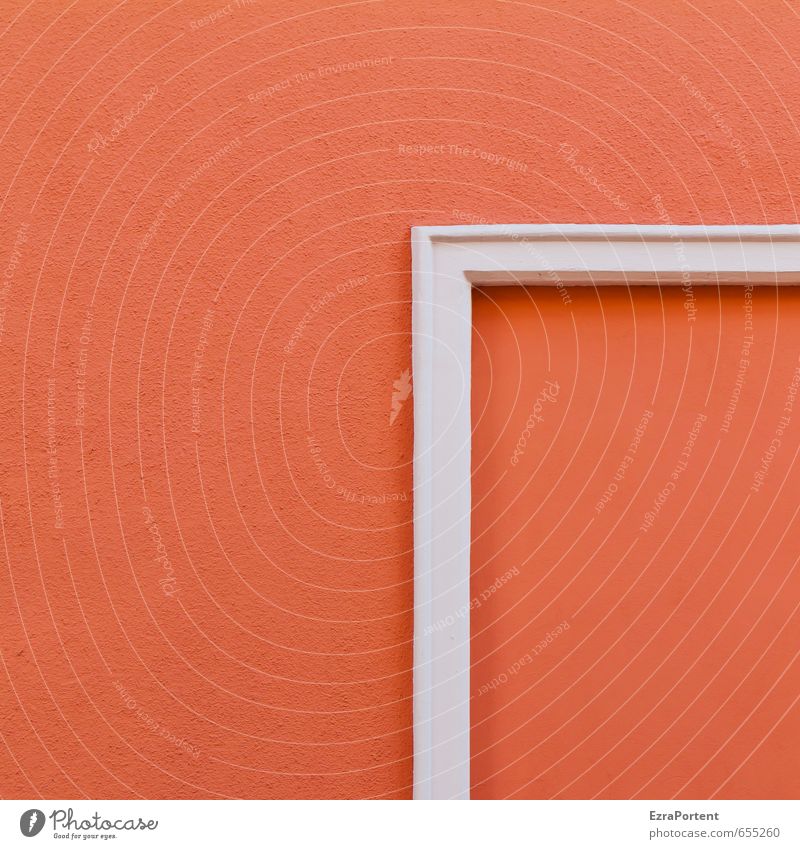 aus`m Rahmen Kunst Haus Bauwerk Gebäude Mauer Wand Fassade Linie ästhetisch eckig schön orange rot weiß Klarheit Design Anschnitt Spitze Farbfoto Außenaufnahme
