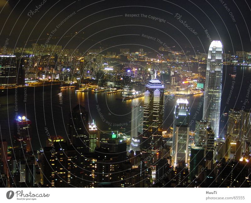 Hong Kong Skyline Hongkong Hochhaus Abend China Asien Nacht Himmel peak Freiheit Licht Stadt