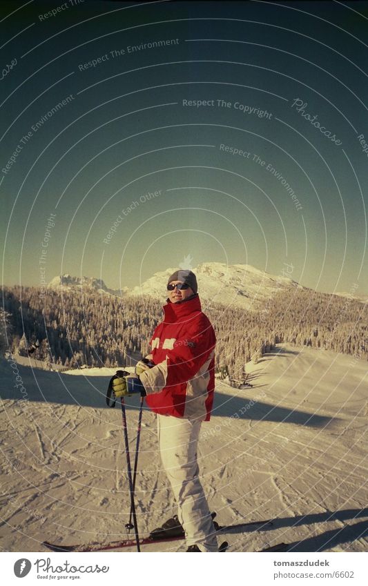 skifahrn Skifahren Sonne Winterurlaub Sport Schnee Himmel Berge u. Gebirge