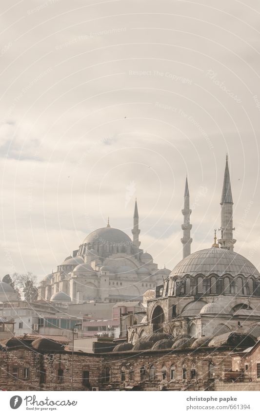 Moscheen in Istanbul, Türkei Tourismus Ferne Bauwerk Sightseeing Städtereise Islam Wolken Ferien & Urlaub & Reisen Nebel Europa Stadt Blaue Moschee Stadtzentrum