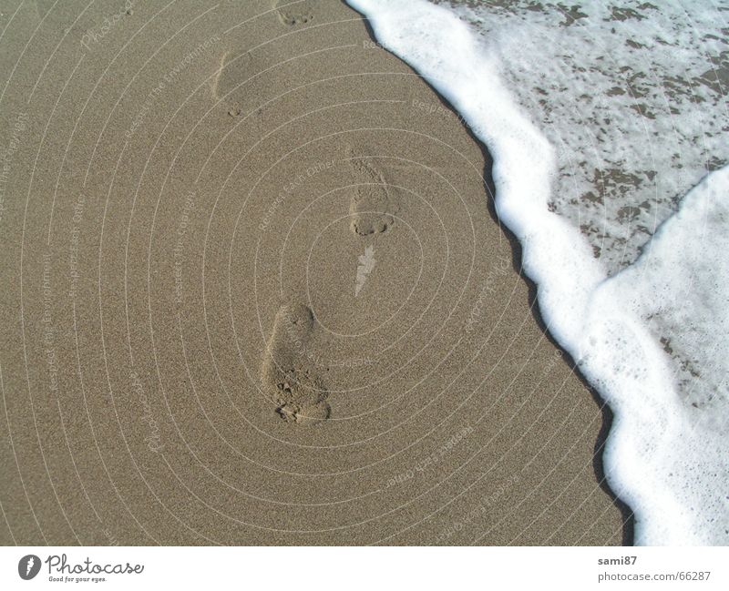 Spuren im Sand Strand Meer Wellen Italien Ferien & Urlaub & Reisen Wasser Fuß fußabruck spuren im sand laufen
