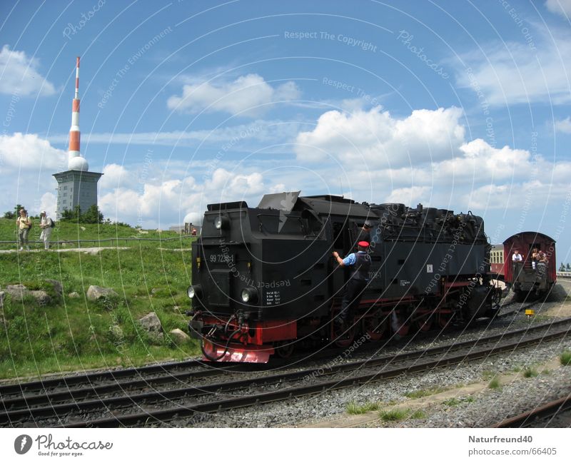 Höchster Bahnhof Norddeutschlands - Brocken im Harz 1140m Dampflokomotive Lokomotive Schmalspurbahn Schaffner Eisenbahn Sender Bruchstück historische eisenbahn