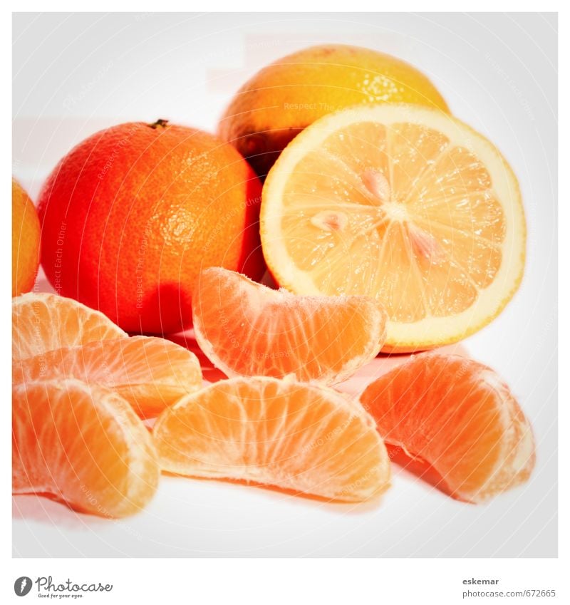 Zitrusfrüchte Lebensmittel Frucht Mandarine Zitrone Ernährung Bioprodukte Vegetarische Ernährung Diät frisch retro viele weiß Quadrat Rahmen gerahmt